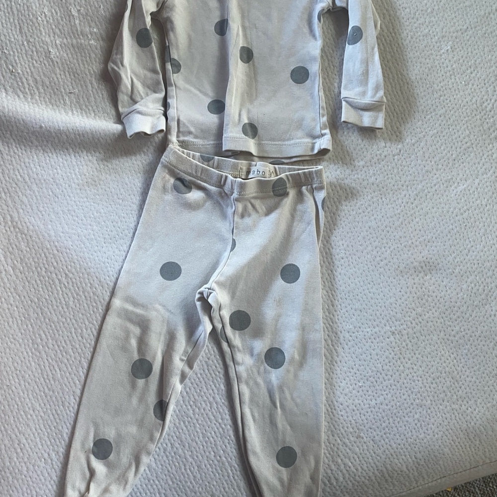 MABO 12m Gray Polka Dot Kids Pajamas